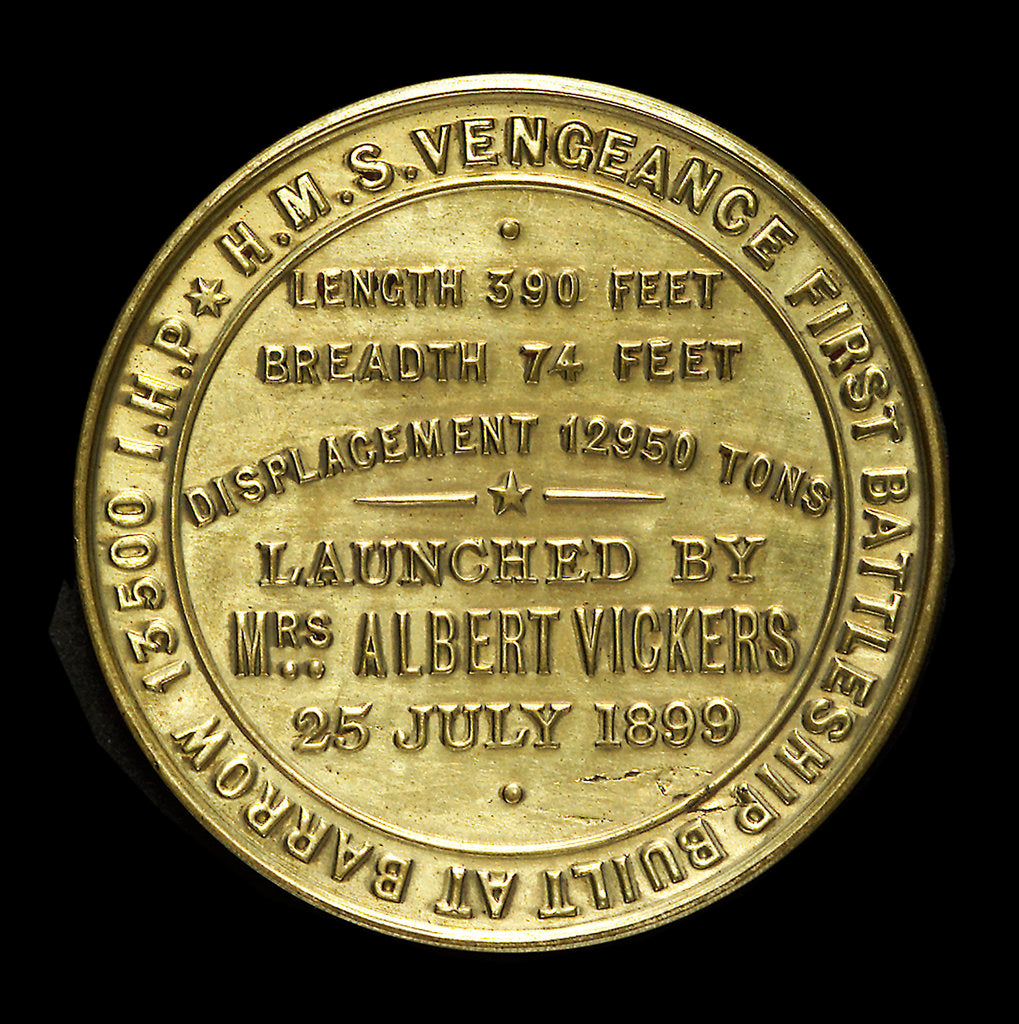 Detail of Medal commemorating the launch of HMS 'Vengeance', 1899; reverse by W.T. Story