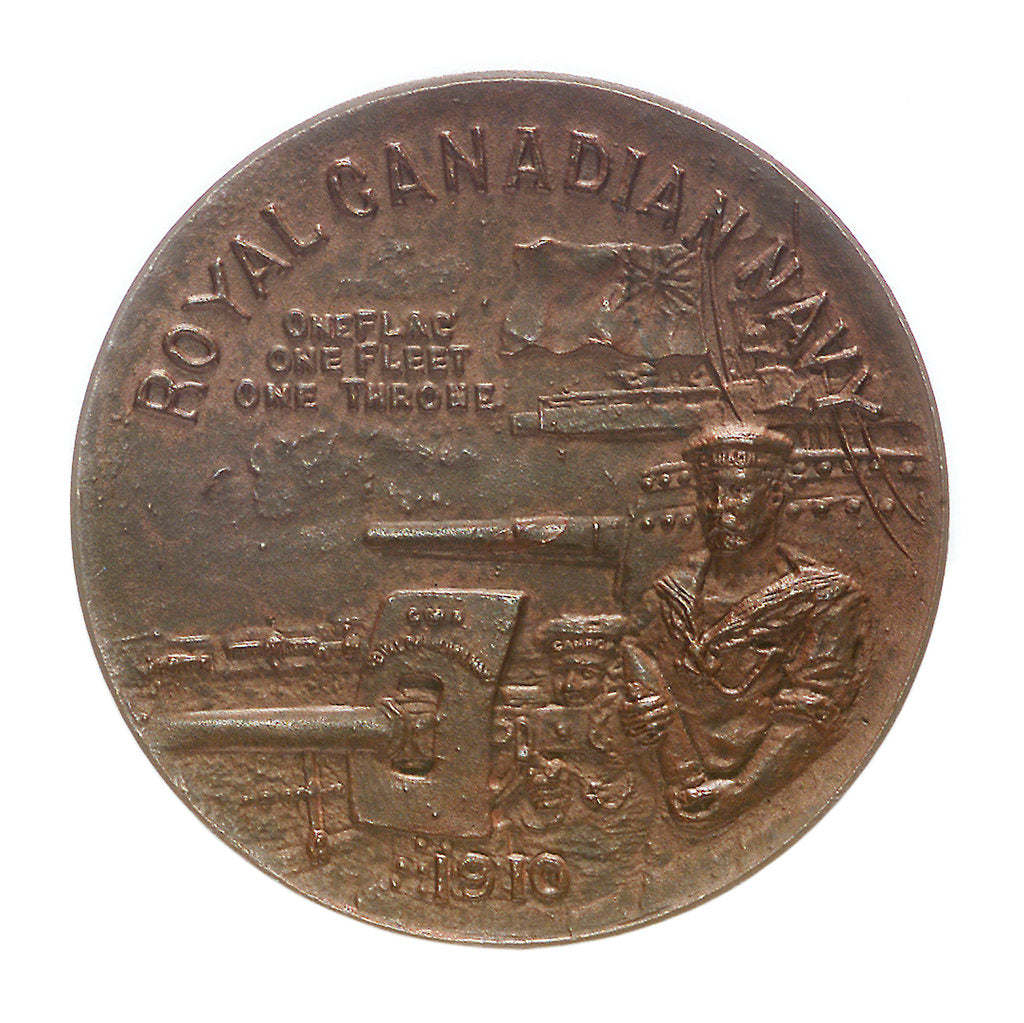 Detail of Medal commemorating the Royal Canadian Navy and Toronto Industrial Exhibition Association; obverse by P.W. Ellis & Co.