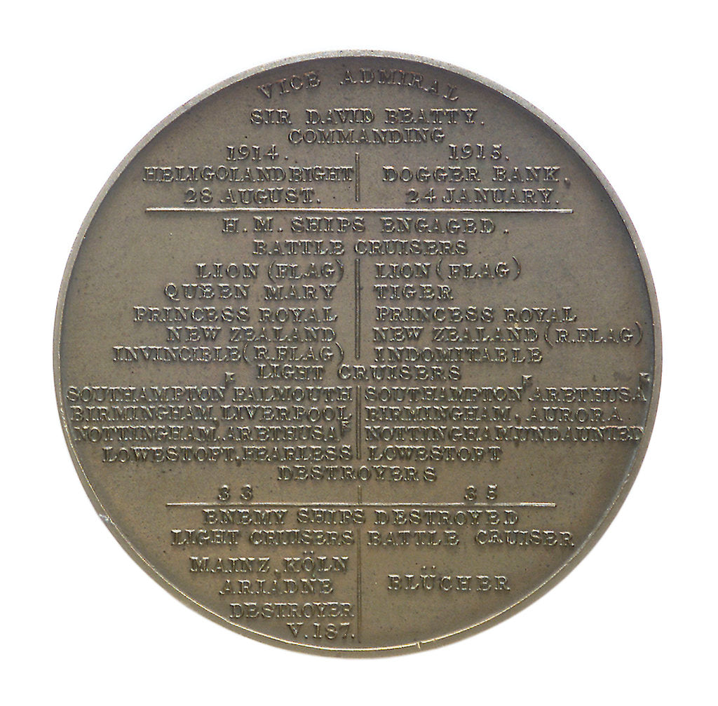 Detail of Medal commemorating the Battles of Heligoland Bight, 1914 and Dogger Bank, 1915; reverse by Marquis of Milford Haven