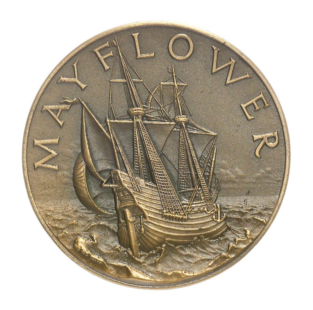 Detail of Medal commemorating the sailing of the 'Mayflower II', 1957; obverse by unknown