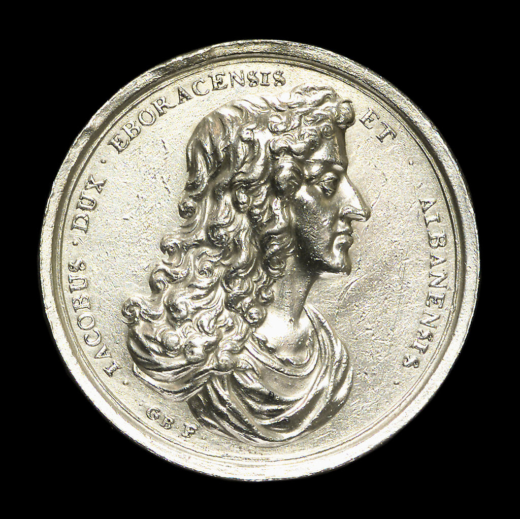 Detail of Medal commemorating The Duke of York wrecked, 1682; obverse by George Bower