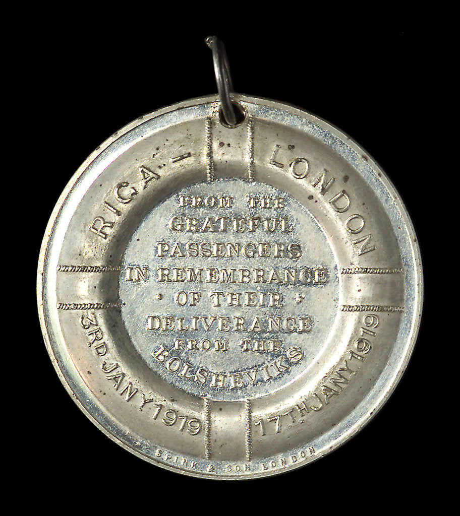 Detail of Medal commemorating the deliverance of the passengers of the 'Princess Margaret' from the Bolsheviks, 1917; reverse by Spink & Son Ltd.