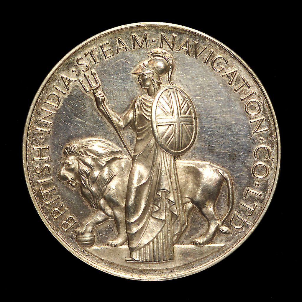 Detail of Medal commemorating the centenary of the British India Steam Navigation Company, 1956; obverse by J.R. Pinches