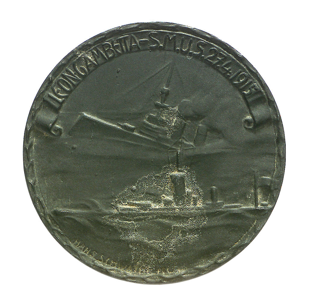 Detail of Medal commemorating the sinking of 'Leon Gambetta' by U5, 1915; obverse by Hans Schwathe