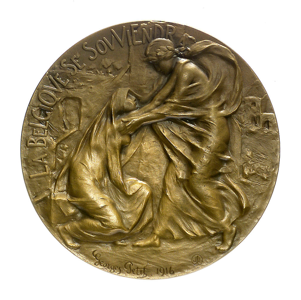 Detail of Medal commemorating relief in Belgium; obverse by G. Petit