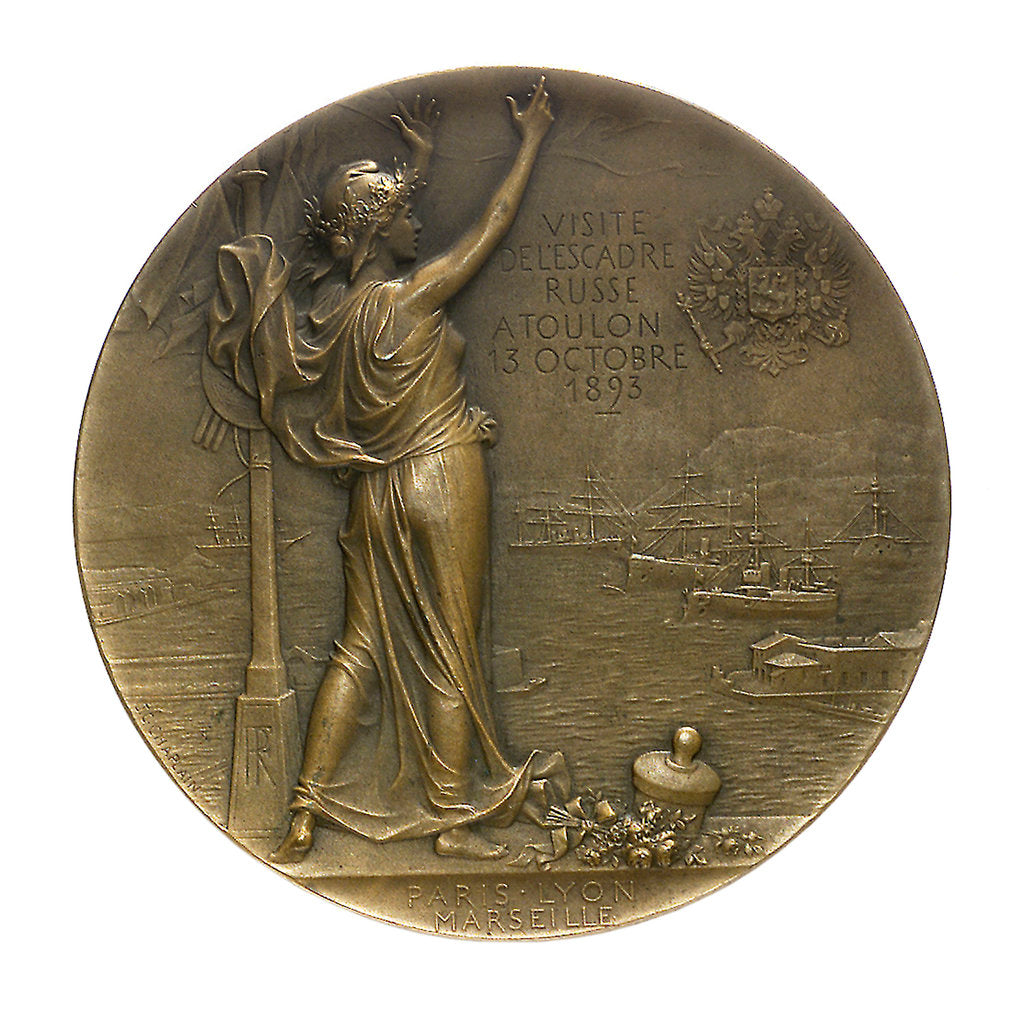 Detail of Medal commemorating the visit of the Russian fleet to Toulon, 1893; reverse by J.C. Chaplain