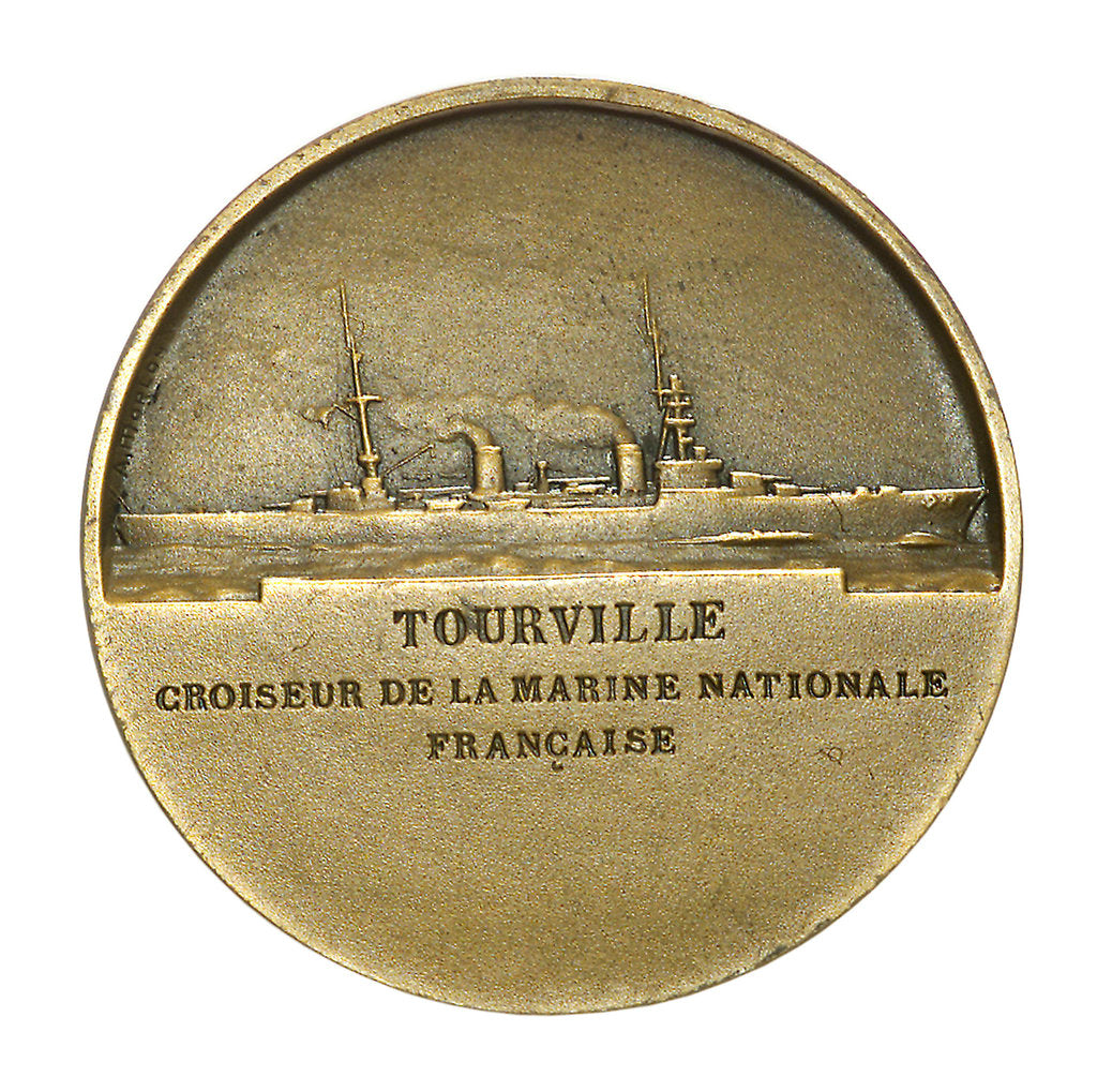 Detail of Medal commemorating Admiral de Tourville (1642-1701) and the cruiser 'Tourville'; reverse by J.A. Pingret