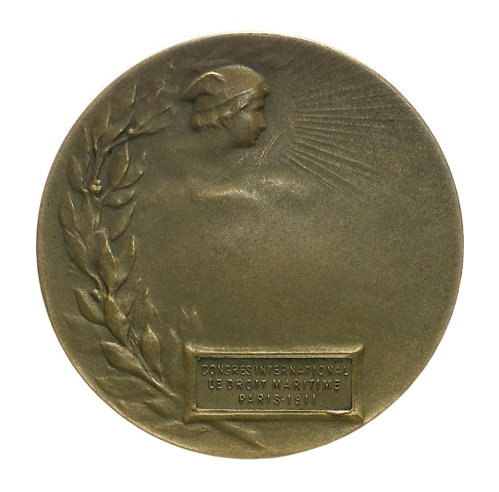 Detail of Medal commemorating The International Congress of Maritime Law; reverse by R.E. Lamourdedieu