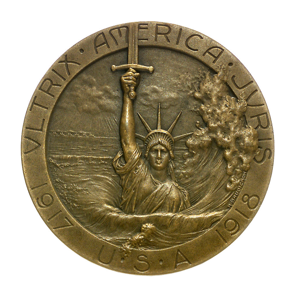 Detail of Medal commemorating the sinking of the SS 'Lusitania', 1915; obverse by R. Baudichon