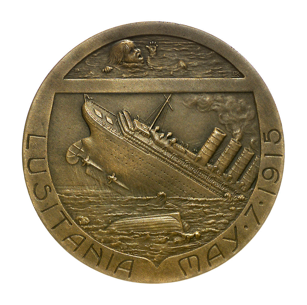 Detail of Medal commemorating the sinking of the SS 'Lusitania', 1915; reverse by R. Baudichon