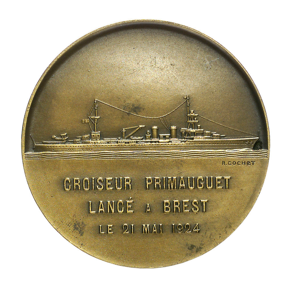 Detail of Medal commemorating La Cordeliere and the cruiser 'Primauguet'; reverse by R. Cochet