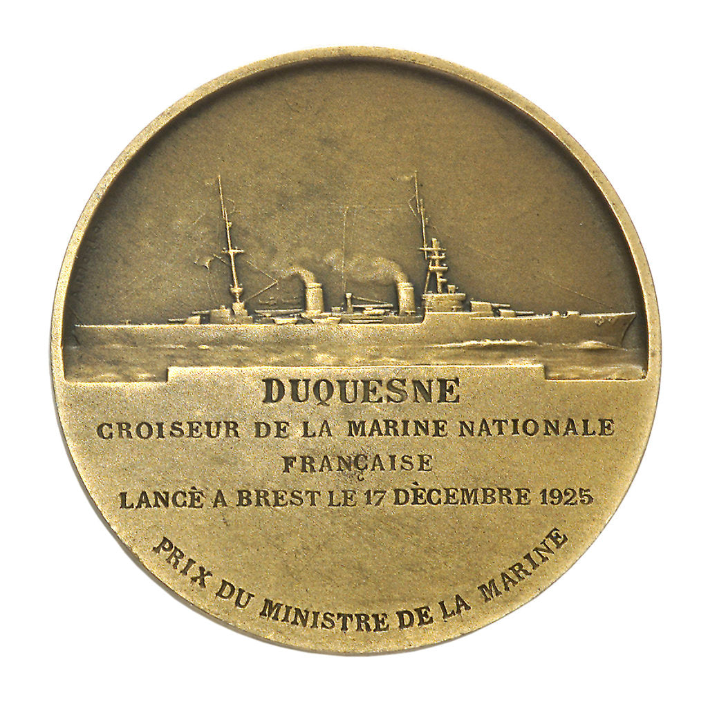 Detail of Medal commemorating Vice-Admiral Abraham Duquesne (1610-1688) and the cruiser 'Duquesne'; reverse by J.F. Domard