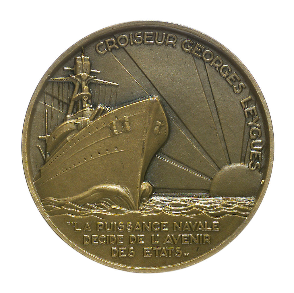 Detail of Medal commemorating Georges Leygues (1856-1933) and the cruiser 'Georges Leygues'; reverse by Georges Guiraud