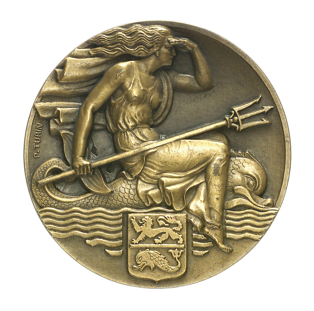 Detail of Medal commemorating the battleship 'Dunkerque'; obverse by Pierre Turin