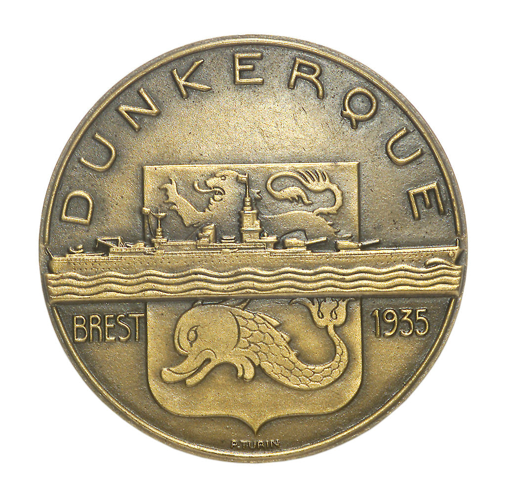 Detail of Medal commemorating the battleship 'Dunkerque'; obverse by Pierre Turin