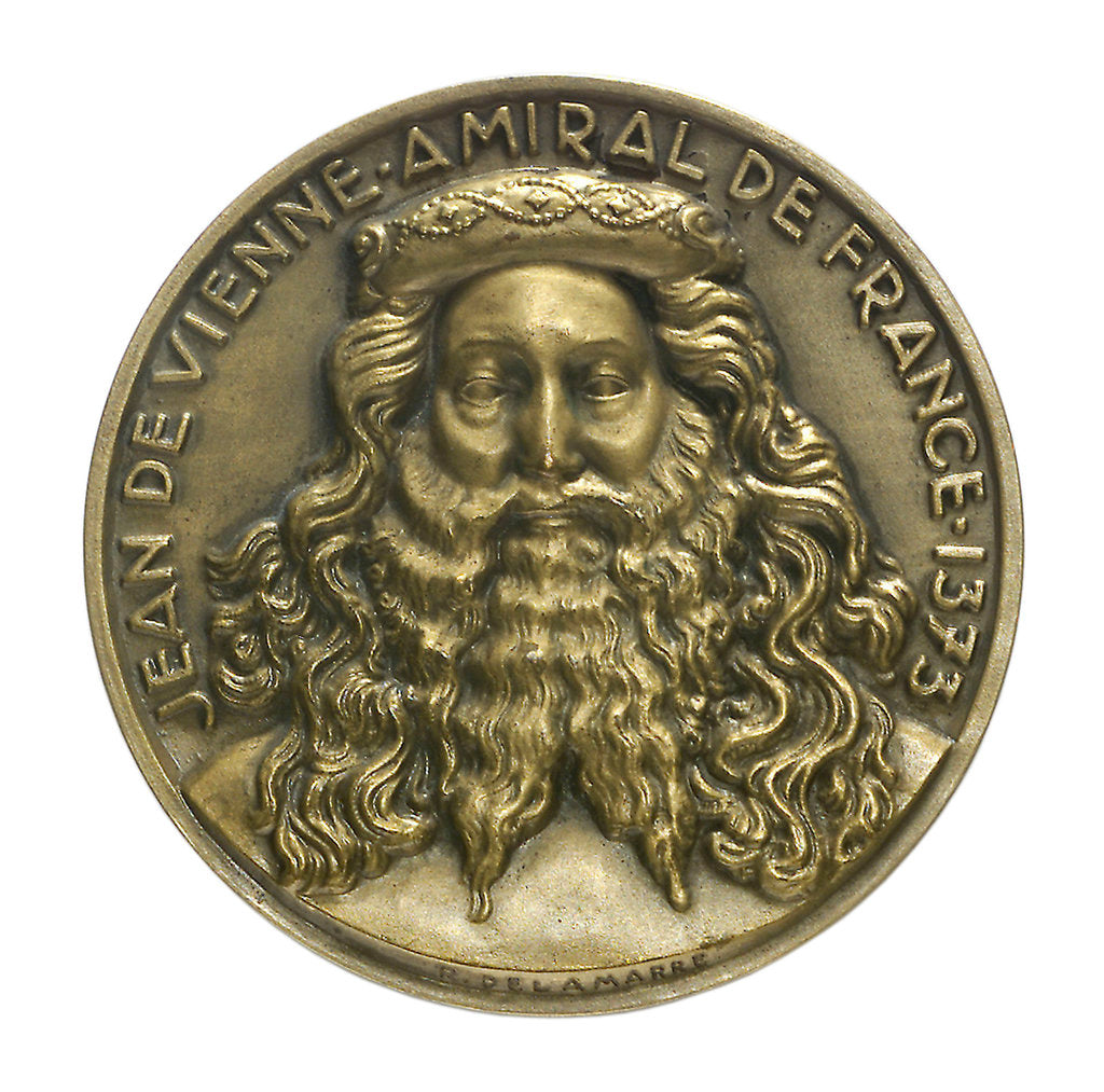 Detail of Medal commemorating Admiral Jean de Vienne (1342?-1396) and the cruiser 'Jean de Vienne'; obverse by Raymond Delamarre