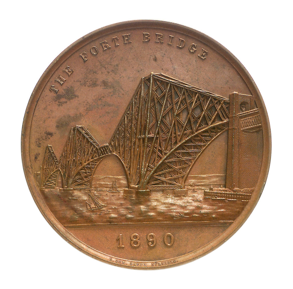 Detail of Medal commemorating the opening of the Forth Bridge, 1890; obverse by Lauer Bros.