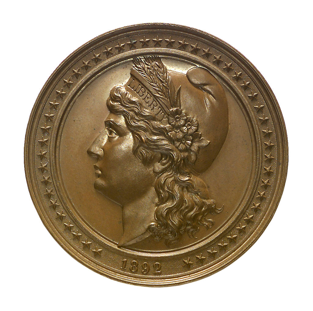 Detail of Medal commemorating the 400th anniversary of the discovery of America, 1892; obverse by W. Mayer
