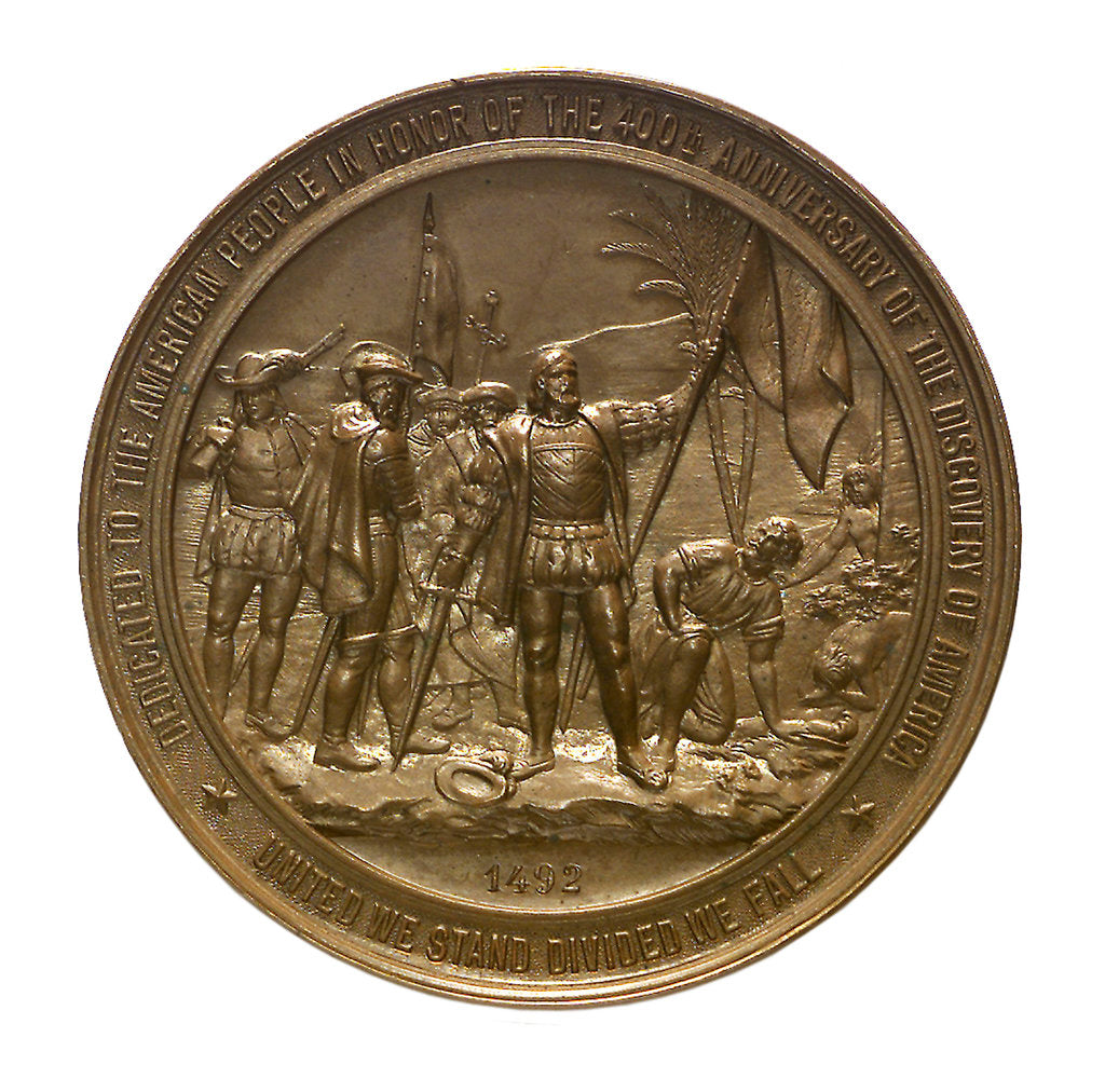 Detail of Medal commemorating the 400th anniversary of the discovery of America, 1892; reverse by W. Mayer