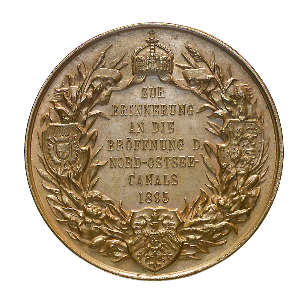Detail of Medal commemorating the opening of the Keil canal, 1895; reverse by G. Loos