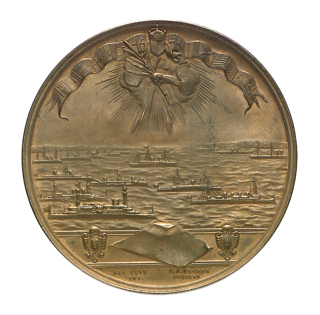 Detail of Medal commemorating the SS 'Rotterdam' and the Kiel Canal; reverse by B. Veth