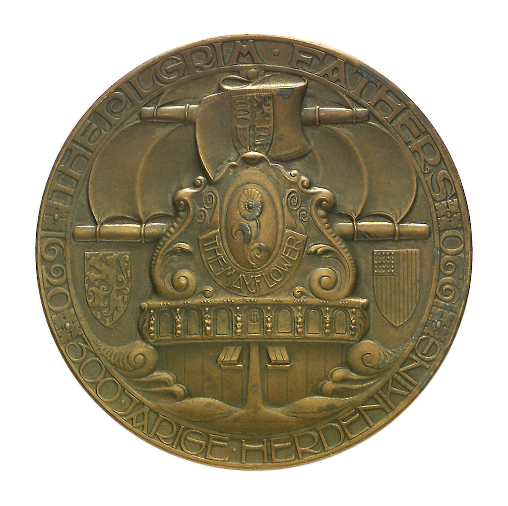 Detail of Medal commemorating the Pilgrim Fathers tercentenary, 1920; obverse by C.J. van der Hoef