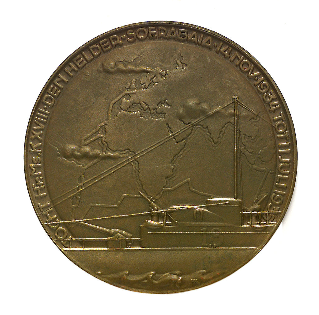 Detail of Medal commemorating the voyage of the submarine 'K. XVIII'; obverse by M. Kutterink