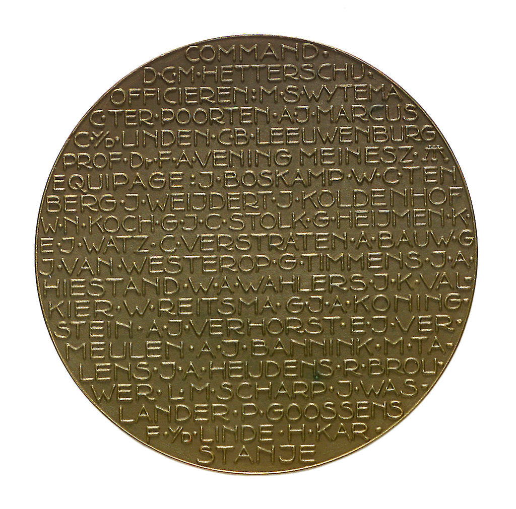 Detail of Medal commemorating the voyage of the submarine 'K. XVIII'; reverse by M. Kutterink