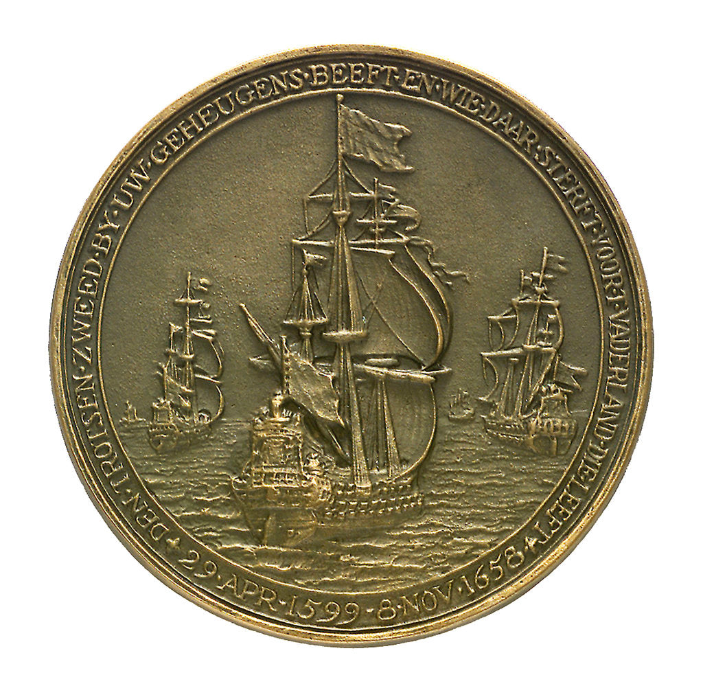 Detail of Medal commemorating Admiral Witte Corneliszoon de With (1599-1651); reverse by J.J. van der Goor