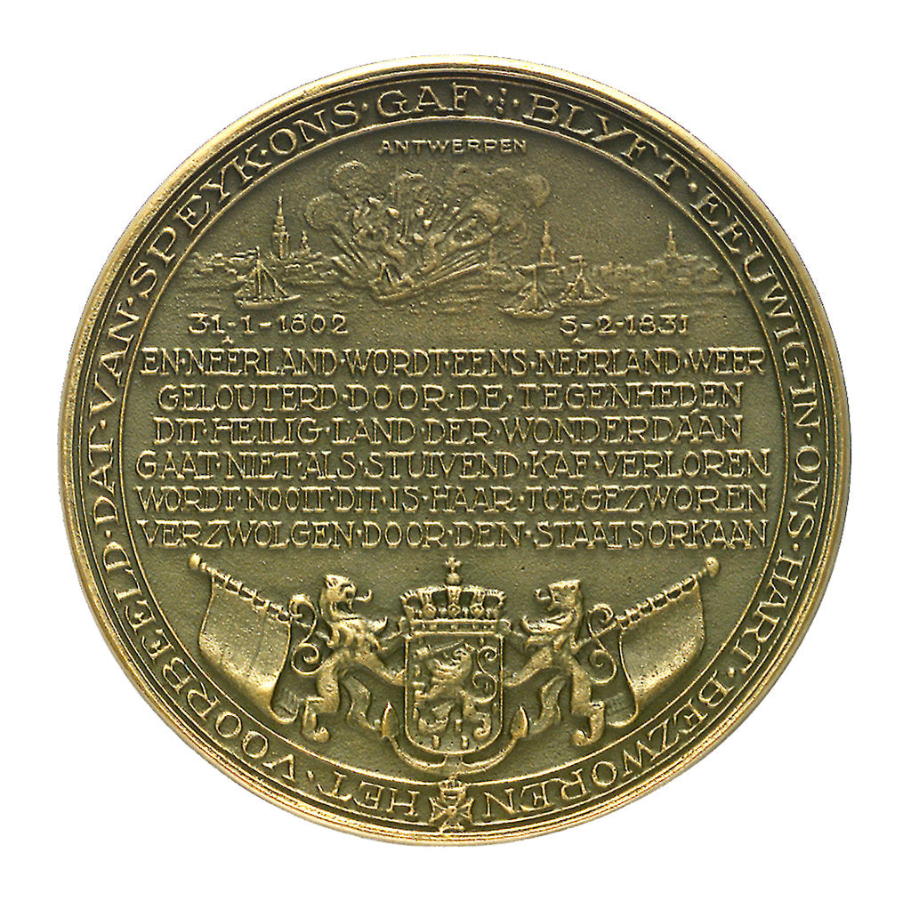Detail of Medal commemorating Lieutenant Jan Carel Josephus van Speyk (1803-1831); reverse by J.J. van der Goor