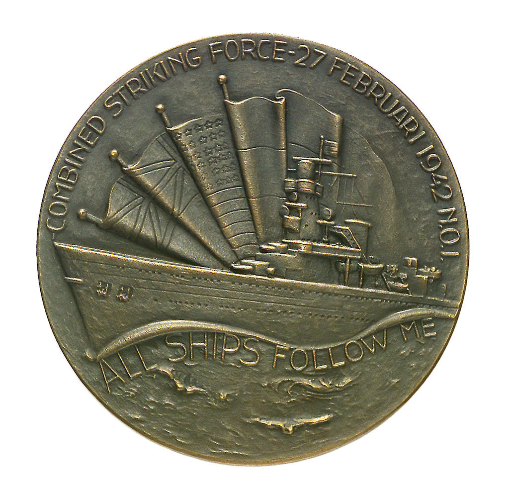 Detail of Medal commemorating the combined action in the Java Sea 1942-1952; reverse by B. Liefting