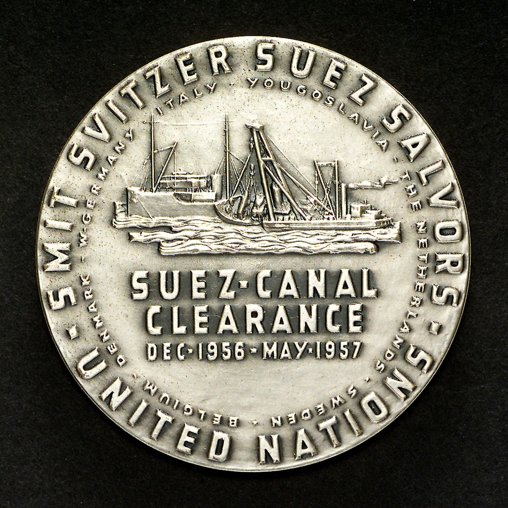Detail of Medal commemorating the Suez Canal Clearance 1956-1957; reverse by M. Kutterink