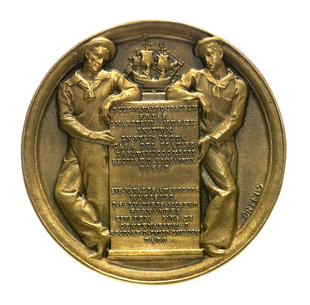 Detail of Token commemorating the National Maritime Exhibition of Cadiz, 1887; obverse by Ortells