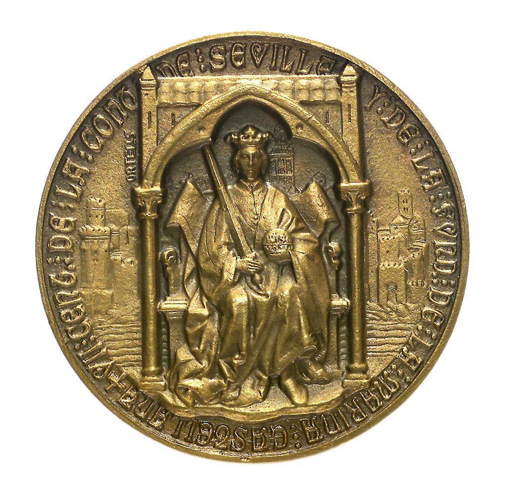 Detail of Medal commemorating the 7th centenary of the conquest of Seville and foundation of the Castilian Navy; obverse by unknown