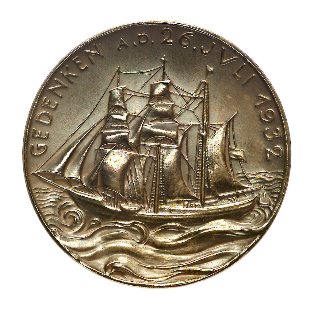 Detail of Medal commemorating the loss of the training ship SS 'Niobe', 1932; obverse by Karl Goetz