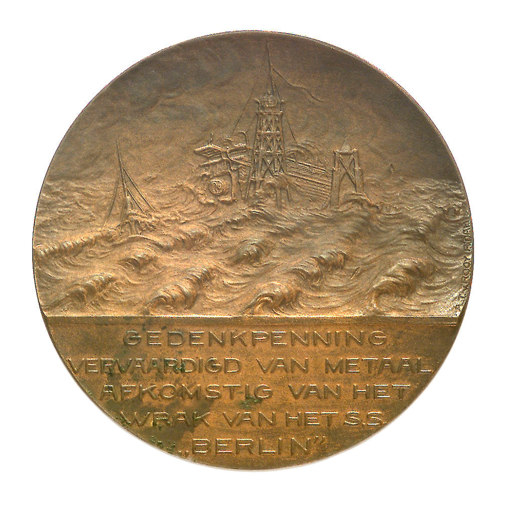 Detail of Medal commemorating the wreck of the SS 'Berlin', 1907; obverse by A.T. van Rooy