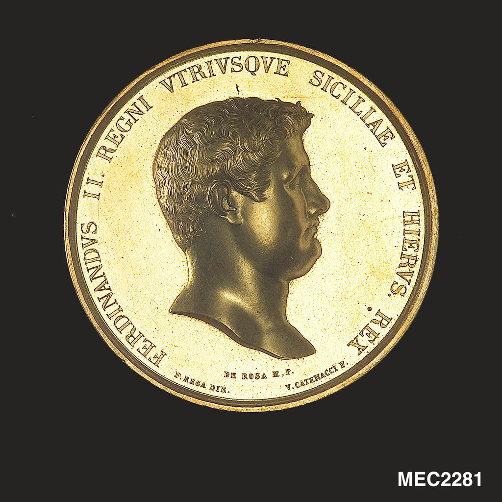 Detail of Medal commemorating the accession of King Ferdinand II of the Two Sicilies, 1830 by Filipo Rega