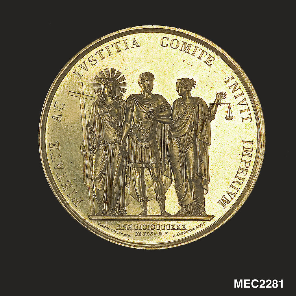 Detail of Medal commemorating the accession of King Ferdinand II of the Two Sicilies, 1830 by Filipo Rega