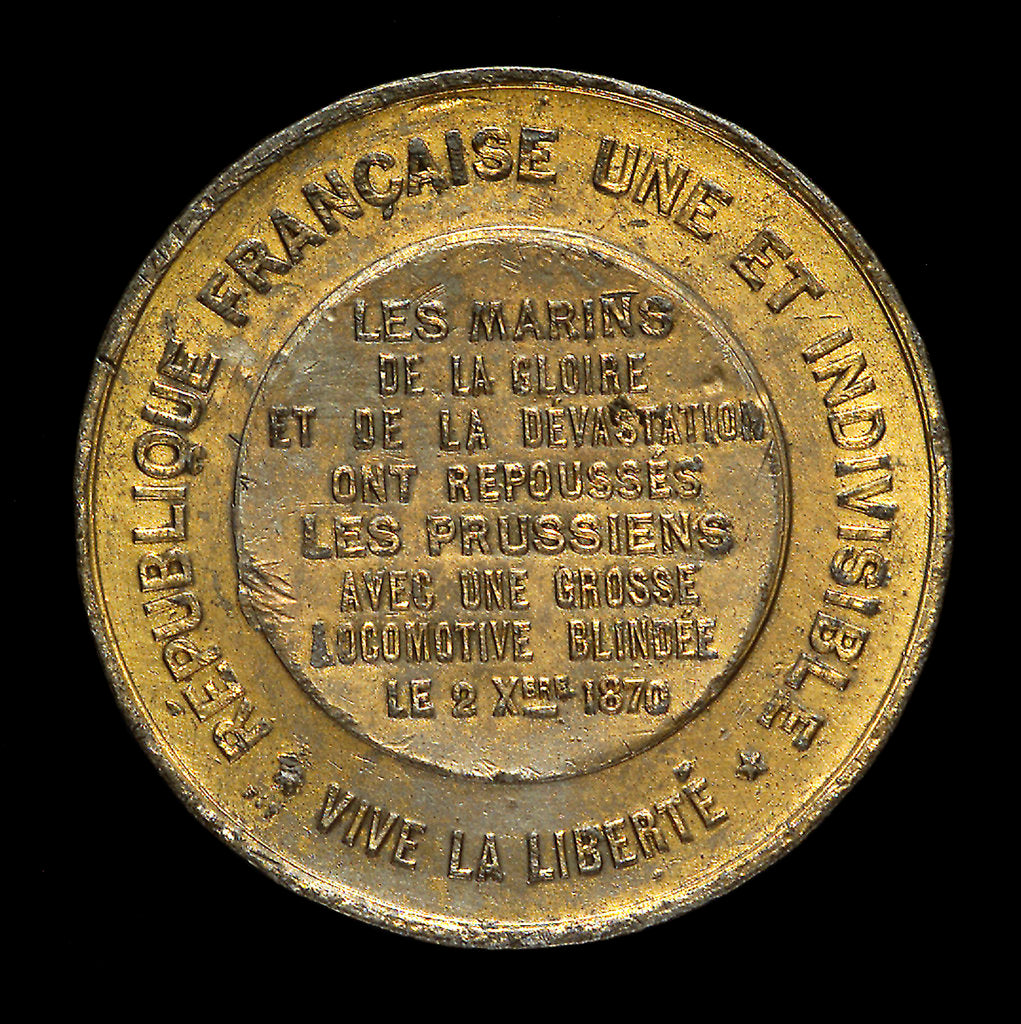 Detail of Medal commemorating the siege of Paris and the French Naval Brigade, 1870; reverse by unknown