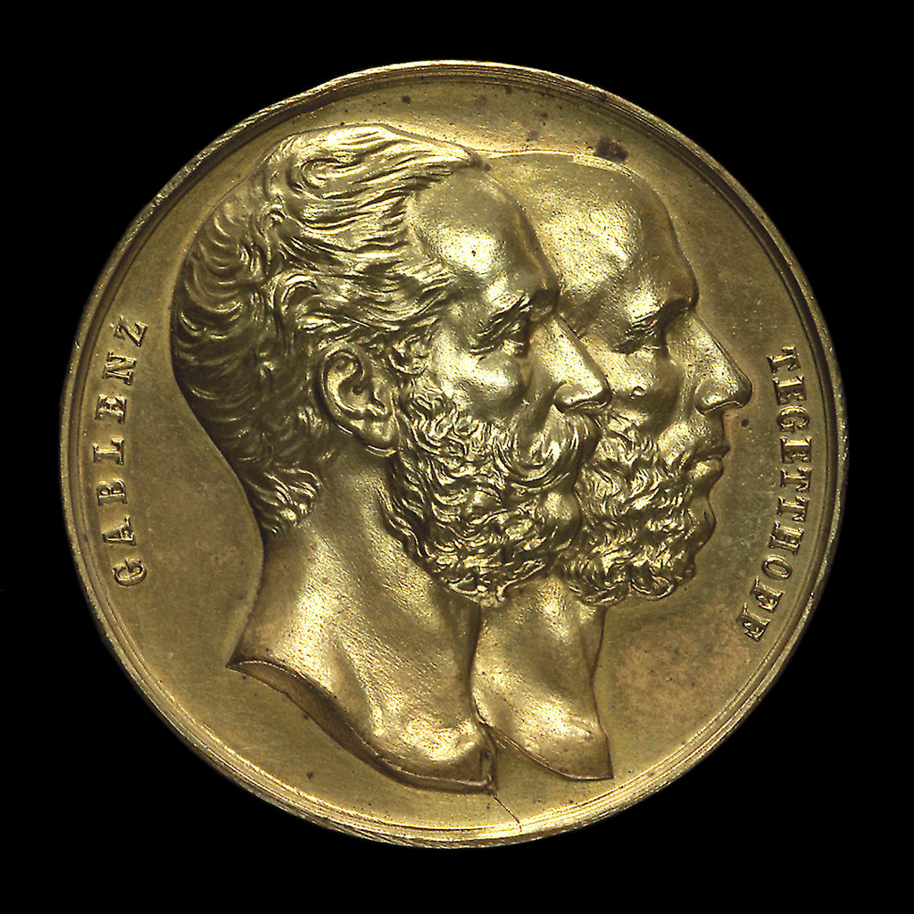 Detail of Medal commemorating Admiral von Tegetthoff and General Gablenz, 1874; obverse by Januer