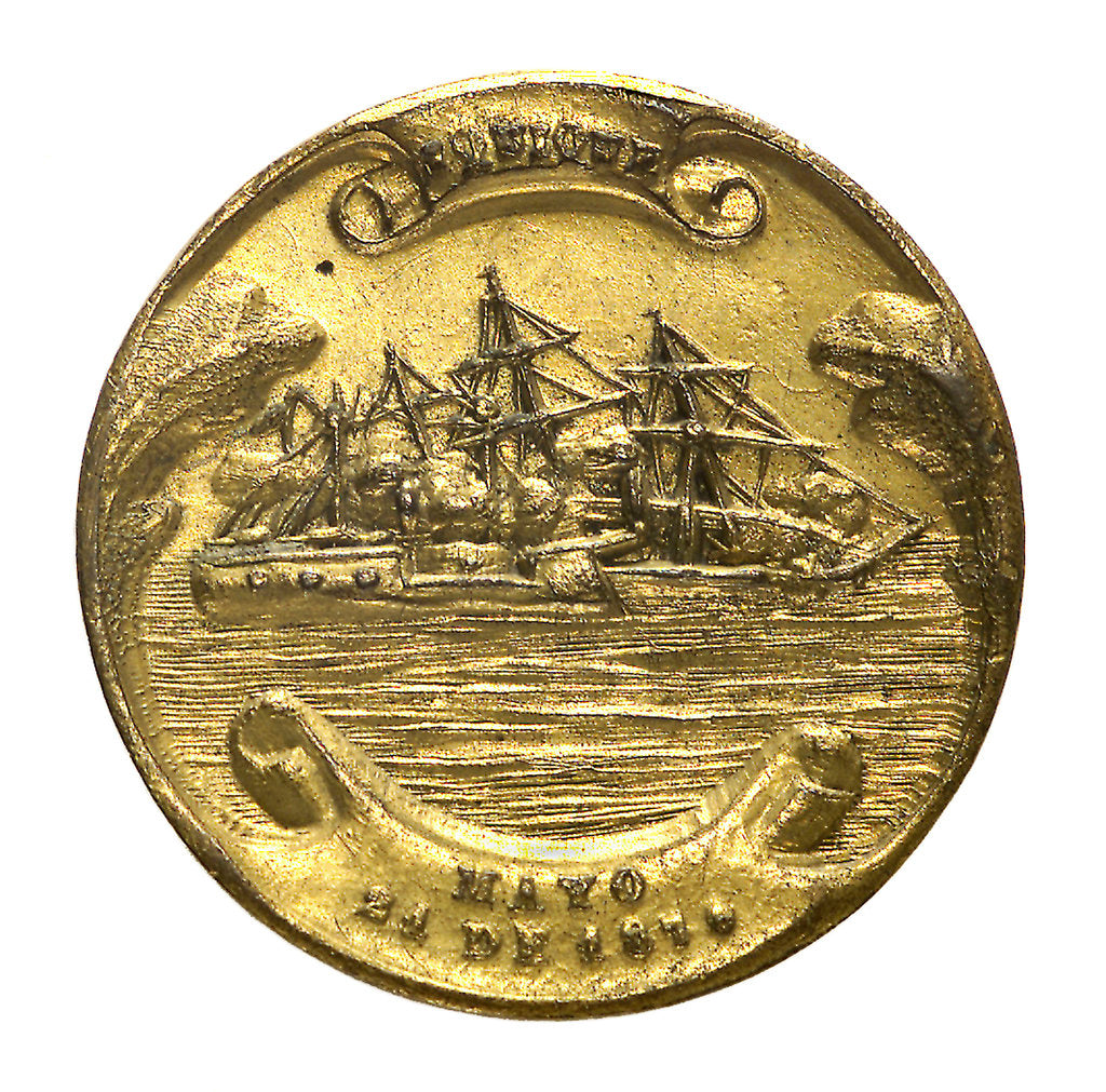 Detail of Medal commemorating the action off Iquique, 1879; obverse by unknown