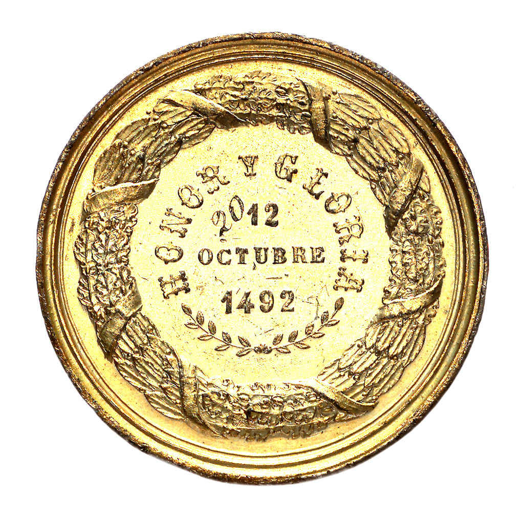 Detail of Medal commemorating the 4th centenary of the discovery of America, 1892; reverse by B. Muzio