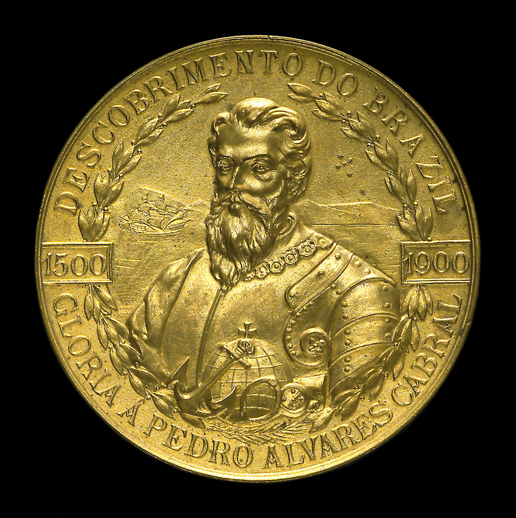Detail of Medal commemorating the 4th centenary of the discovery of Brazil, 1900; obverse by Lauer Bros.