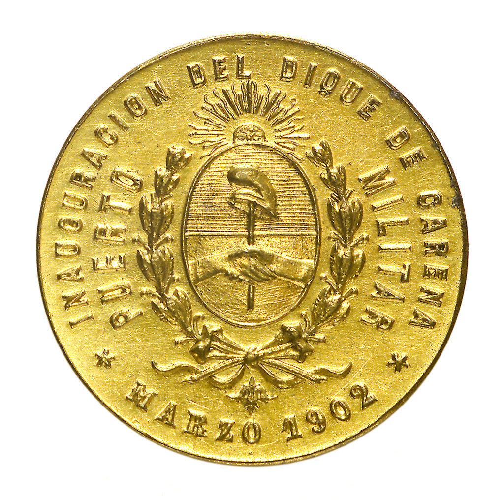 Detail of Medal commemorating the inauguration of the Dock of Carena, Puerto Militar, 1902; obverse by unknown