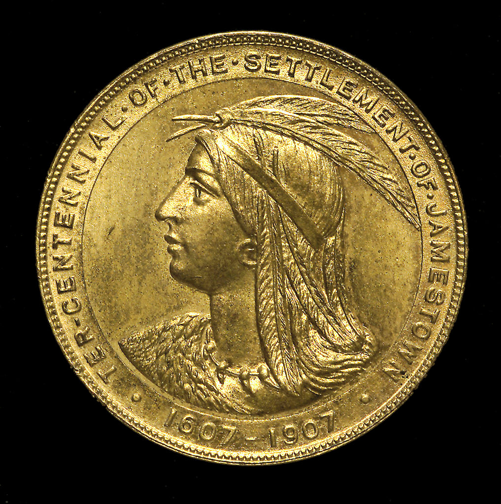 Detail of Medal commemorating the tercentenary of the settlement of Jamestown, 1907; obverse by unknown