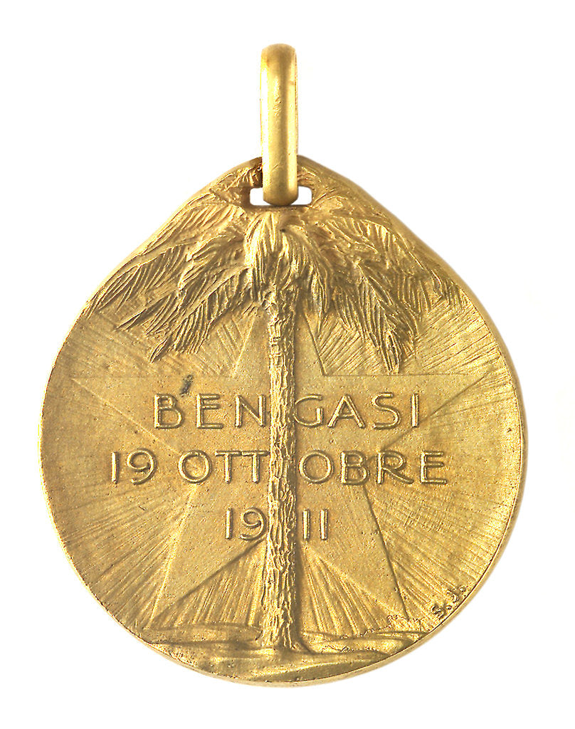 Detail of Medal commemorating the Italian cruiser 'Regina Elena' and the landing at Bengasi, 1911; reverse by S. Johnson