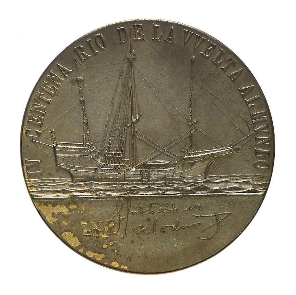 Detail of Medal commemorating the 400th anniversary of the discoverer Juan Sebastian del Cano, 1922; reverse by unknown