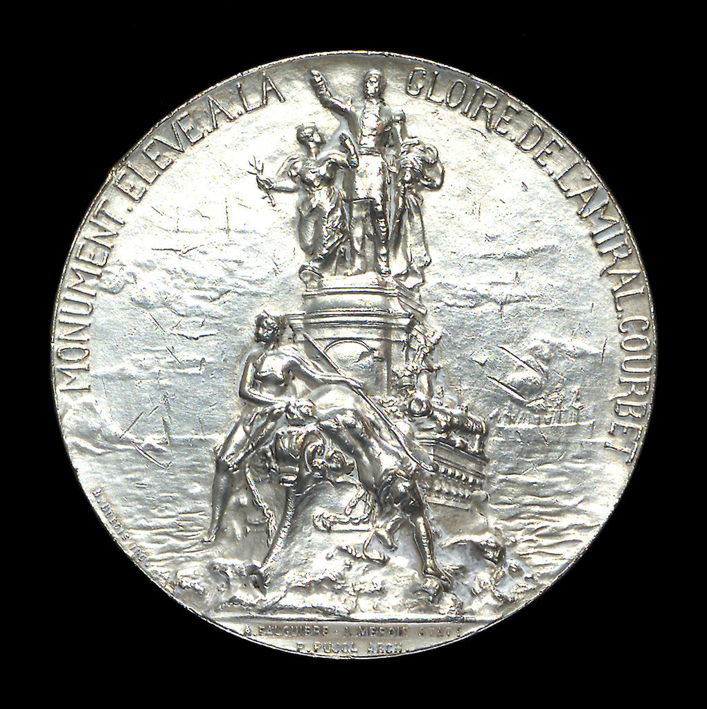 Detail of Medal depicting the Admiral Courbet memorial; obverse by H. Dubois