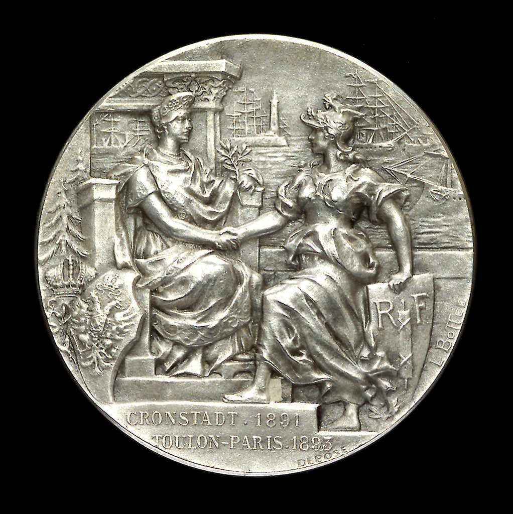 Detail of Medal commemorating the French squadron visit to Cronstadt, 1891 and the Russian squadron visit to Toulon, 1893; obverse by Louis Alexandre Bott