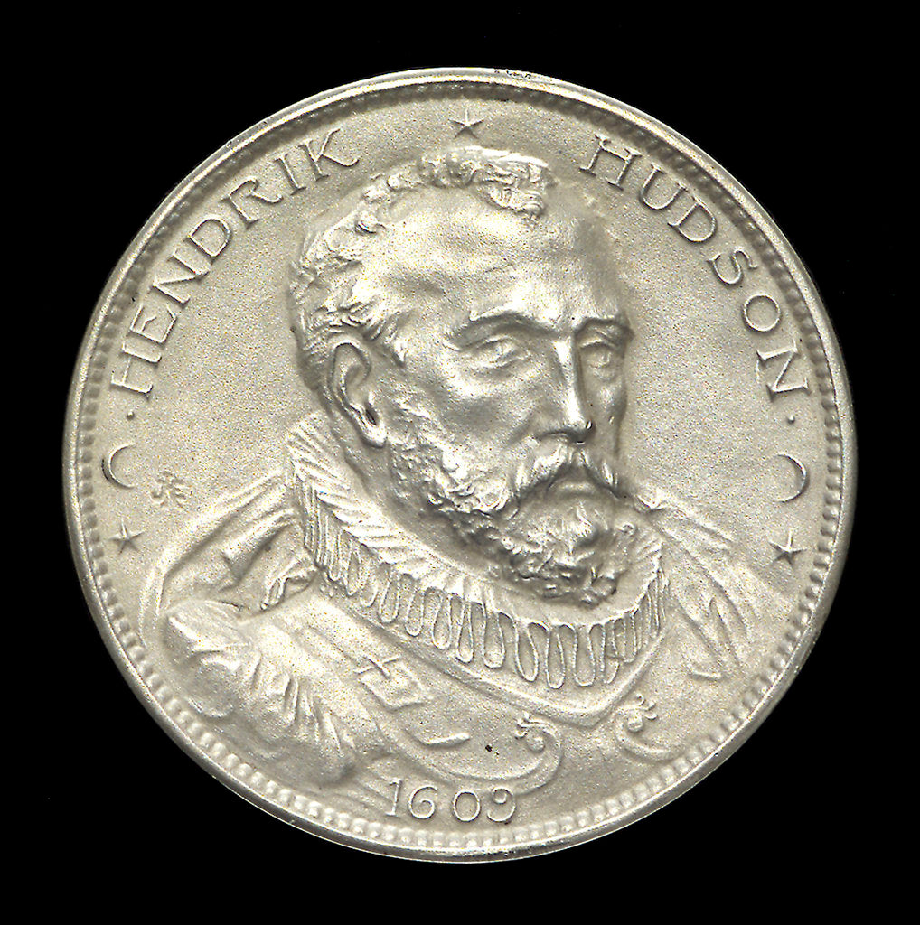 Detail of Medal commemorating the Henry Hudson tercentenary, 1909; obverse by J.E. Roin